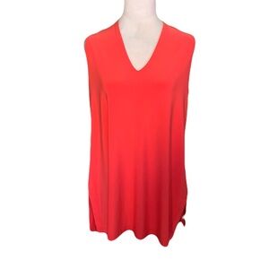 Sympli Women’s Size 10 Coral V Neck Sleeveless Top Summer Casual Stretchy Knit